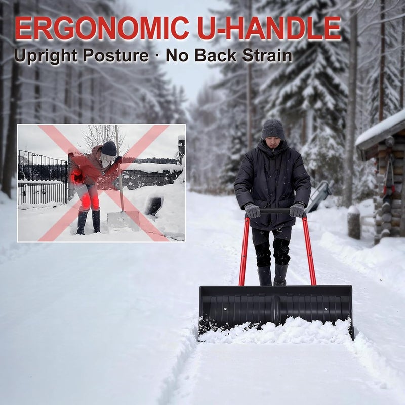 BREWIN TOOLS 30 Inch Snow Shovel for Driveway, Heavy-Duty Snow Pusher & Snow Plow, Lightweight Wide Blade for Fast Snow Removal, Back Saver Winter Tool for Driveway, Sidewalk, Patio, Deck - Image 5